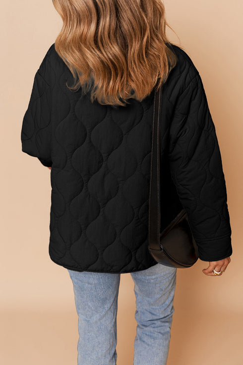Snap Button Quilted Puffer Jacket